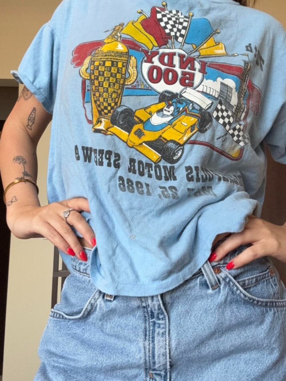 1986 Indianapolis 500 Indy 500 blue cotton single stitch tshirt